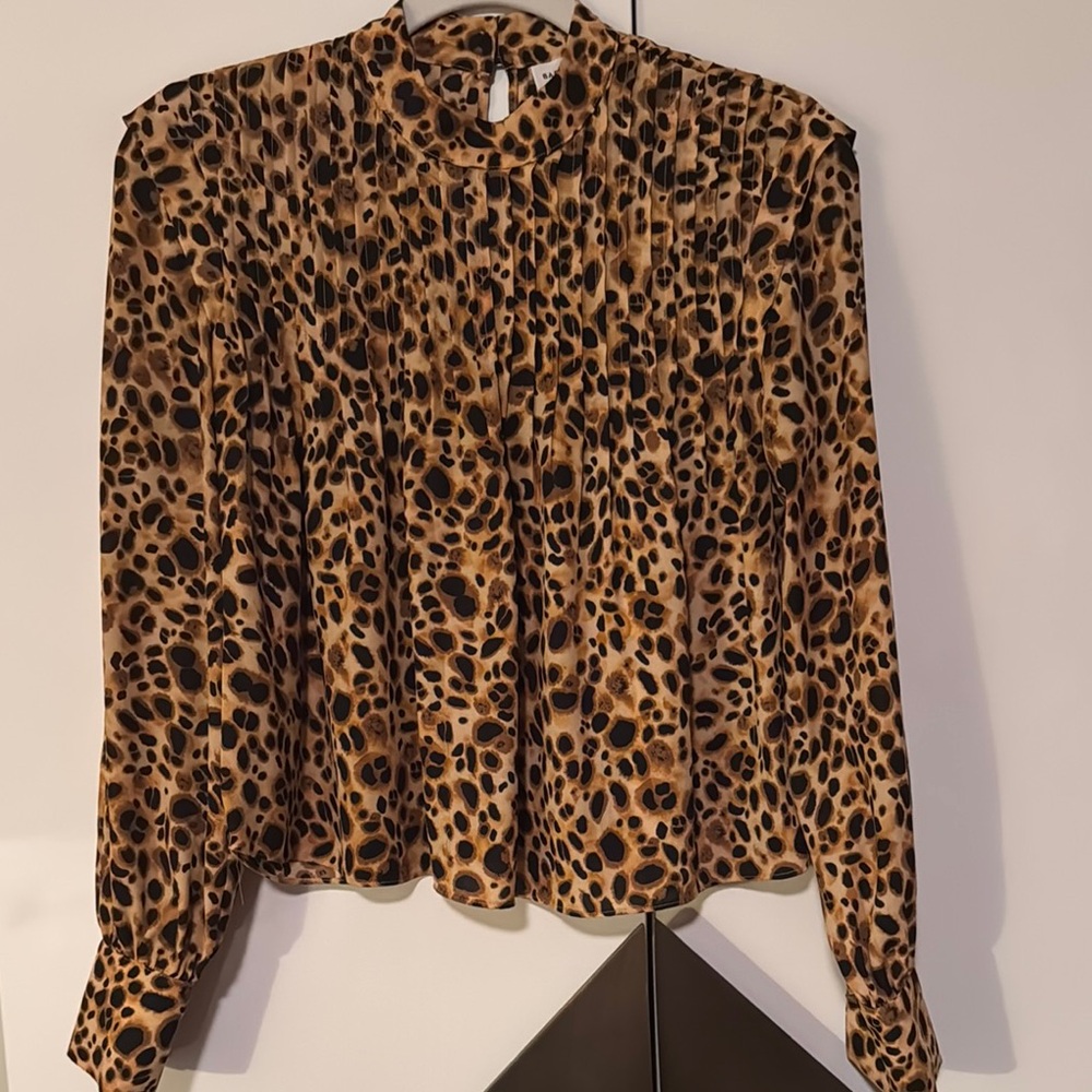 BABATON Leopard Print Women's Top, Sz Xsmall